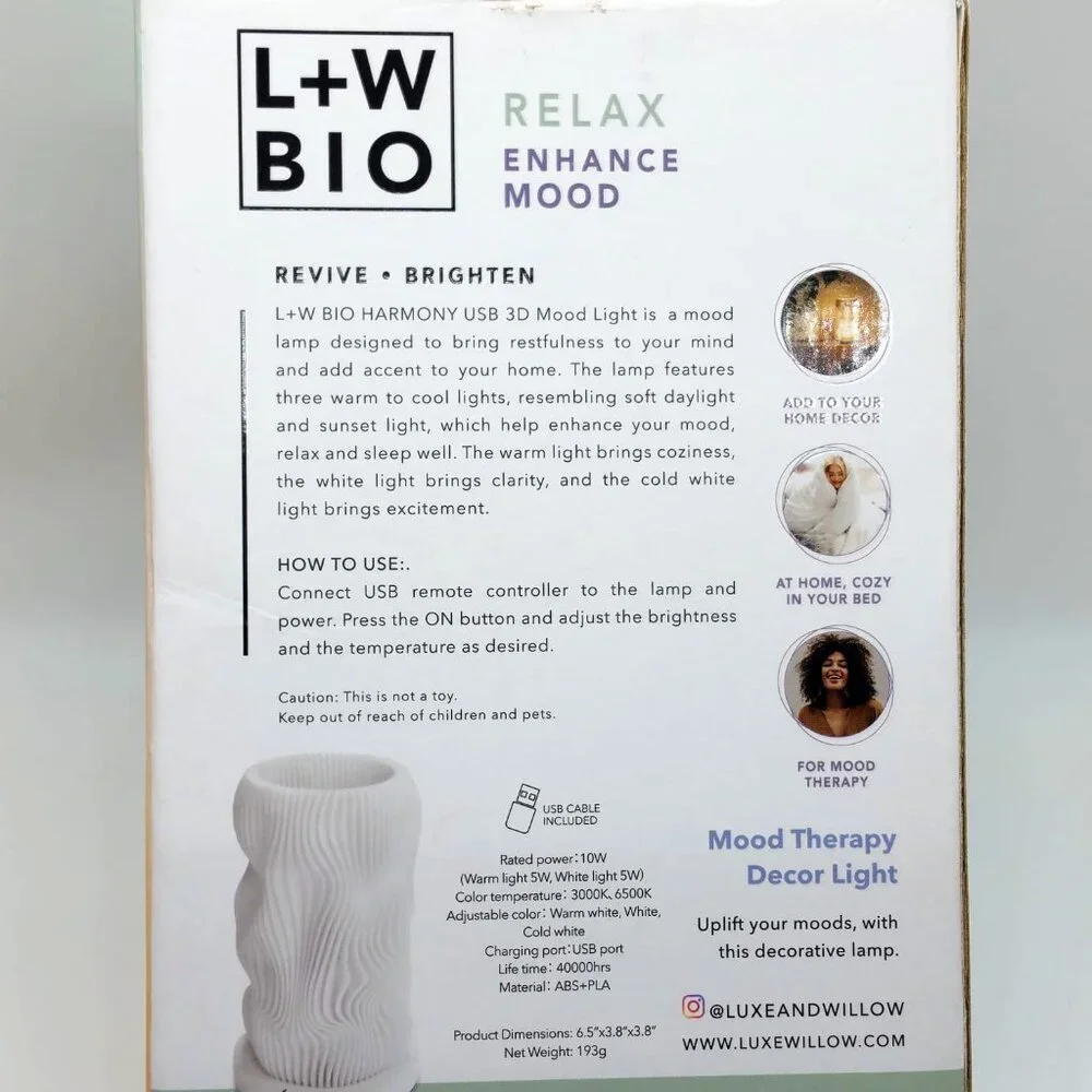 Luxe and Willow Bio Harmony 3D USB Mood Therapy Décor Light